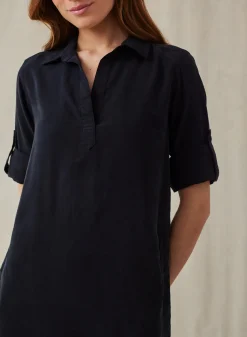 Bella Dahl Long Sleeve A-Line Shirt Dress - Vintage Black- Essentials Dresses
