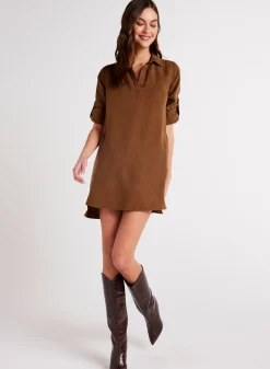 Bella Dahl Long Sleeve A-Line Shirt Dress - Twilight Gold- Seasonal Essentials