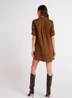 Bella Dahl Long Sleeve A-Line Shirt Dress - Twilight Gold- Seasonal Essentials