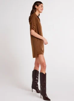 Bella Dahl Long Sleeve A-Line Shirt Dress - Twilight Gold- Seasonal Essentials