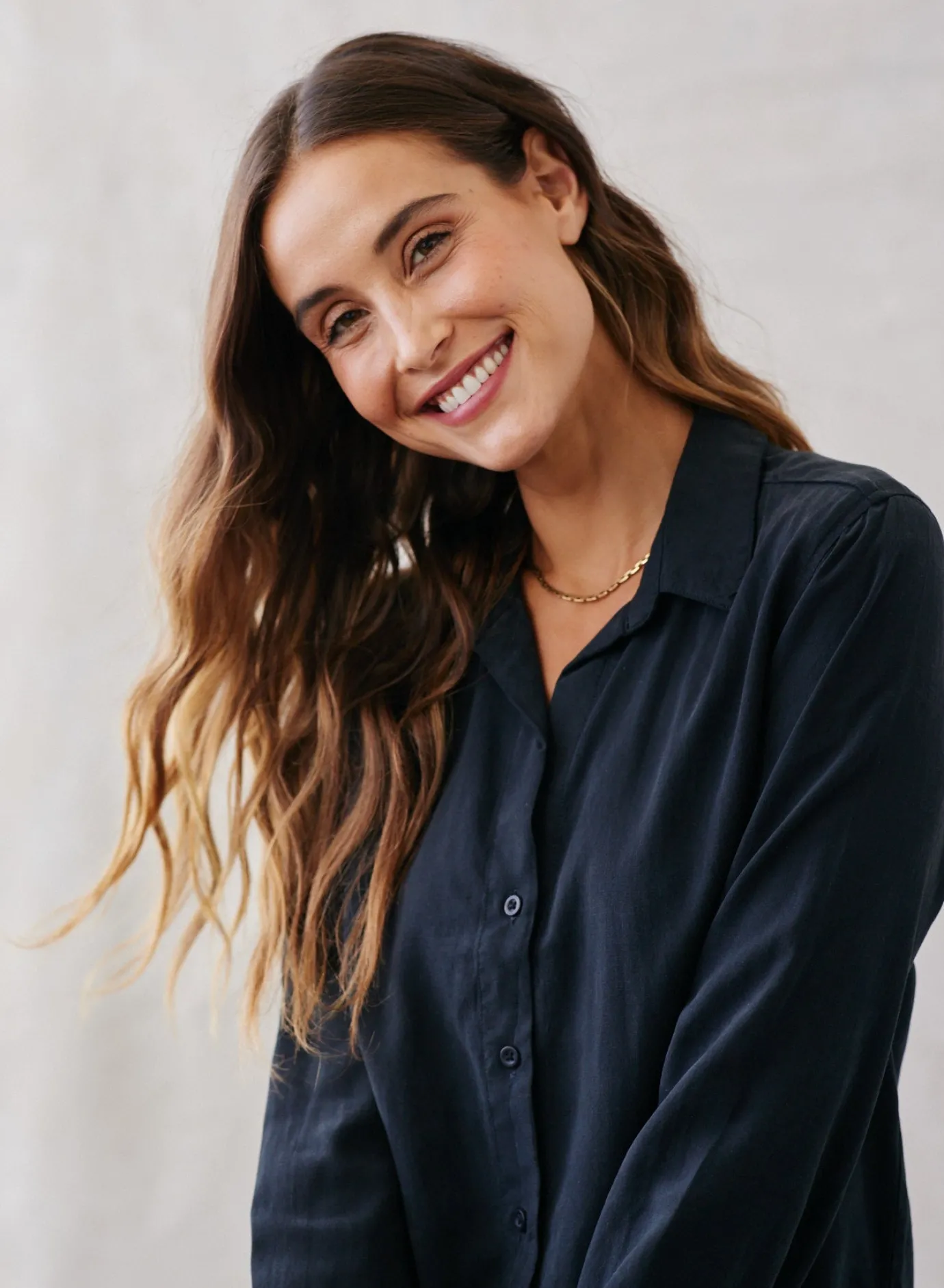 Bella Dahl Long Sleeve Classic Button Down - Vintage Black- Essentials Tops