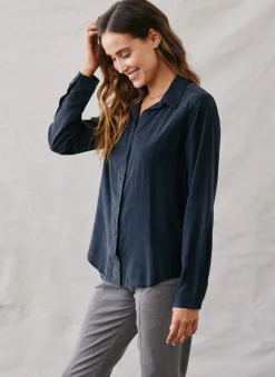 Bella Dahl Long Sleeve Classic Button Down - Vintage Black- Long Sleeve
