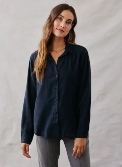 Bella Dahl Long Sleeve Classic Button Down - Vintage Black- Button Down