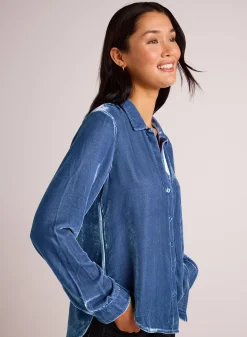 Bella Dahl Long Sleeve Clean Shirt - Nordic Blue- Button Down