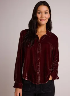 Bella Dahl Long Sleeve Clean Shirt - Winter Rouge- Button Down