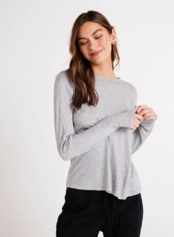 Bella Dahl Long Sleeve Crew Neck Tee - Heather Ash- Seasonal Essentials
