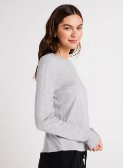 Bella Dahl Long Sleeve Crew Neck Tee - Heather Ash- Long Sleeve