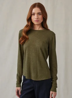 Bella Dahl Long Sleeve Crew Tee - Italian Herb- Long Sleeve