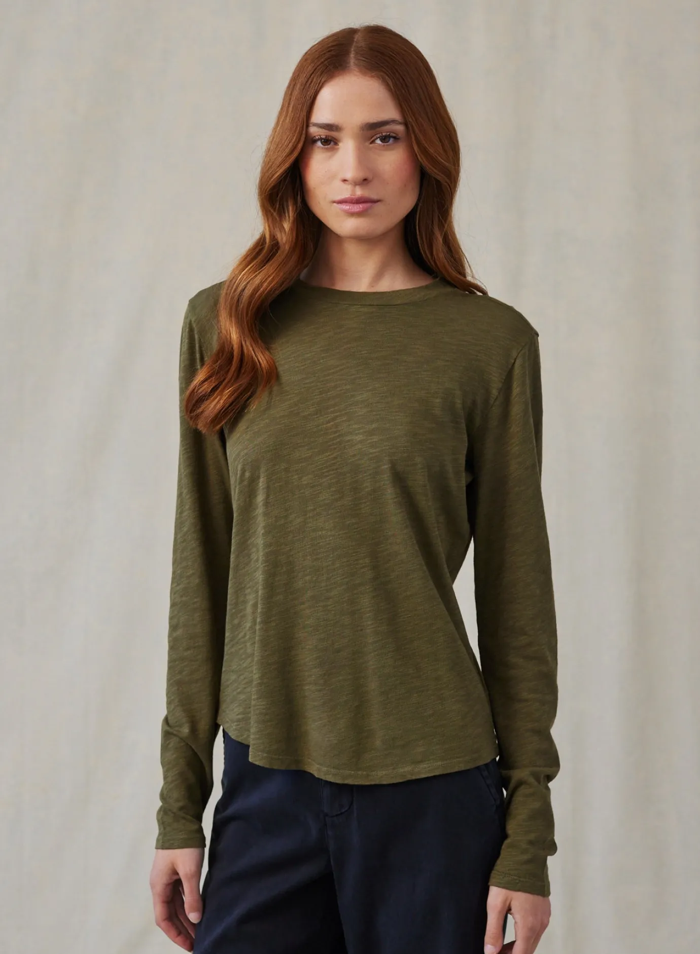 Bella Dahl Long Sleeve Crew Tee - Italian Herb- Seasonal Essentials