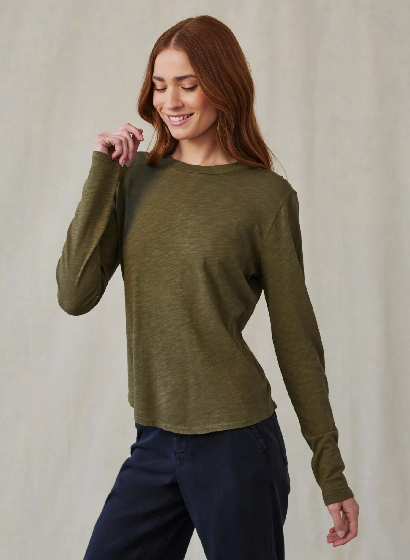 Bella Dahl Long Sleeve Crew Tee - Italian Herb- Seasonal Essentials
