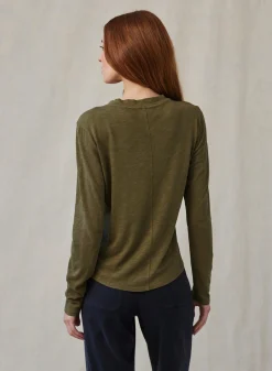 Bella Dahl Long Sleeve Crew Tee - Italian Herb- T-Shirts