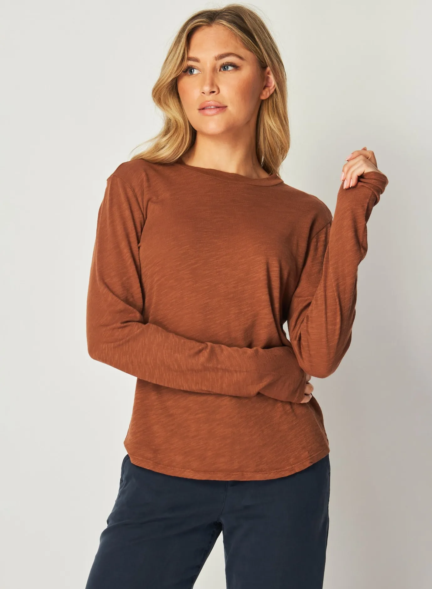 Bella Dahl Long Sleeve Crew Tee - Twilight Gold- Essentials Tops