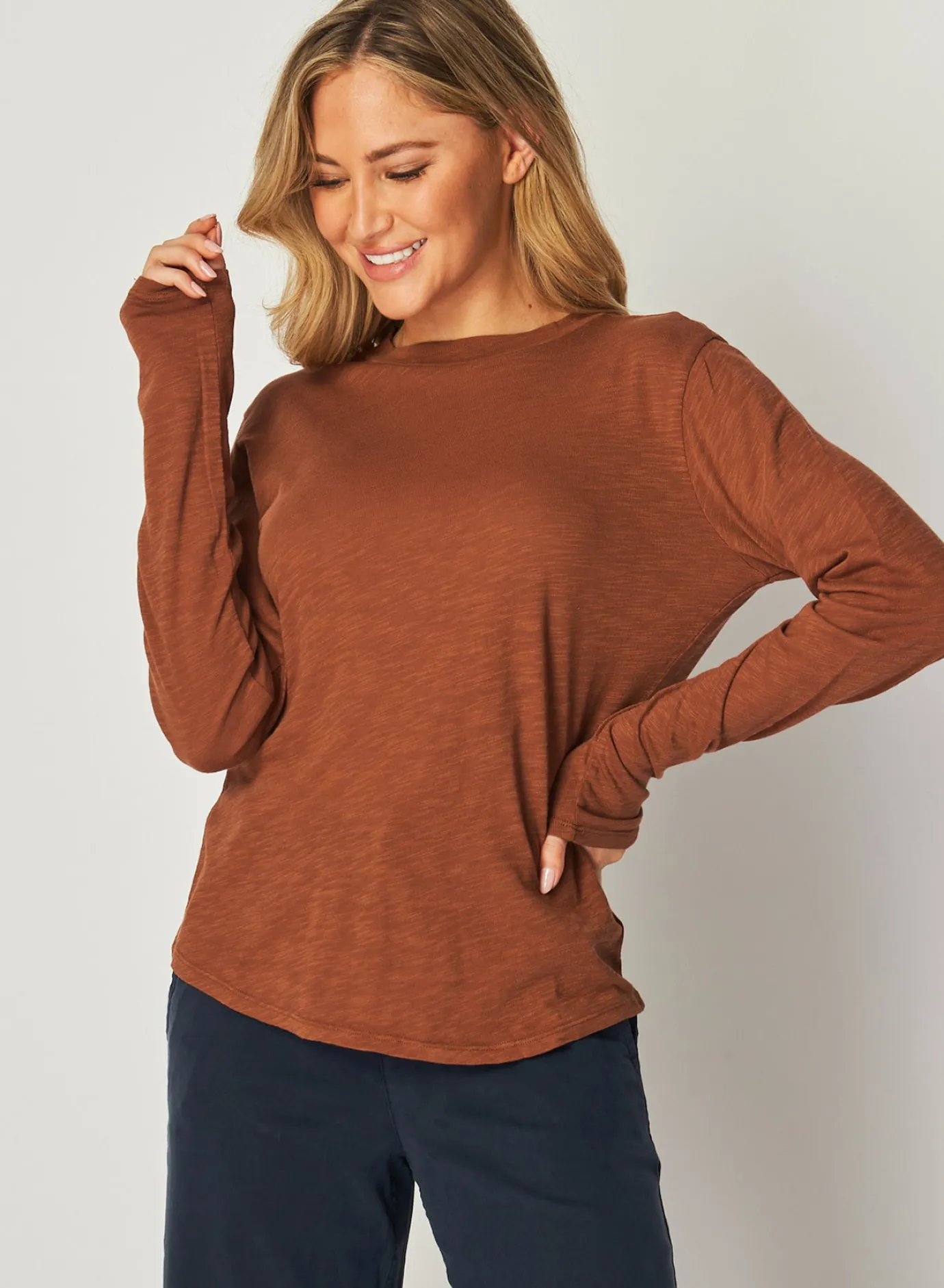 Bella Dahl Long Sleeve Crew Tee - Twilight Gold- Long Sleeve