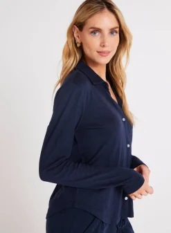 Bella Dahl Long Sleeve Knit Button Down - Endless Sea- Seasonal Essentials