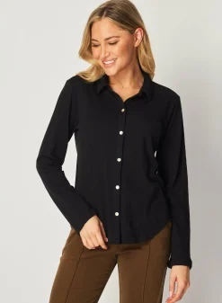 Bella Dahl Long Sleeve Knit Button Down - - Essentials Tops