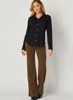 Bella Dahl Long Sleeve Knit Button Down - - Essentials Tops