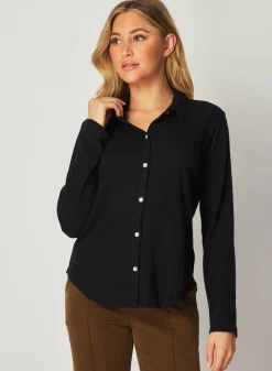 Bella Dahl Long Sleeve Knit Button Down - - Essentials Tops