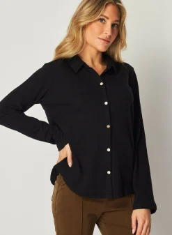 Bella Dahl Long Sleeve Knit Button Down - - Essentials Tops