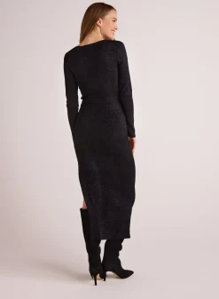 Bella Dahl Long Sleeve Maxi Sweater Dress - Black with  Metallic- Long Dresses