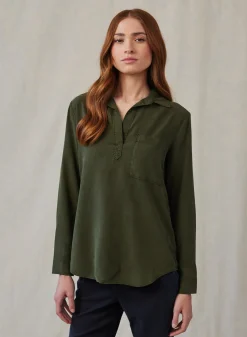 Bella Dahl Long Sleeve Pullover Tunic - Italian Herb- Long Sleeve