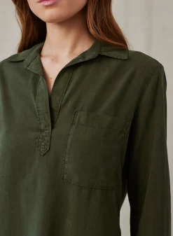 Bella Dahl Long Sleeve Pullover Tunic - Italian Herb- Essentials Tops