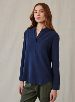 Bella Dahl Long Sleeve Pullover Tunic - Endless Sea- Long Sleeve