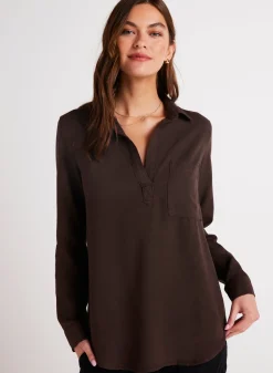 Bella Dahl Long Sleeve Pullover Tunic - Chestnut Brown- Seasonal Essentials