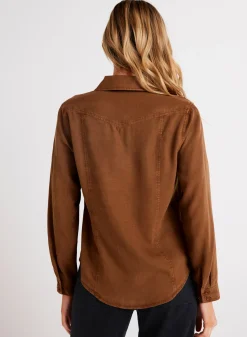 Bella Dahl Long Sleeve Seamed Shirt - Twilight Gold- Seasonal Essentials