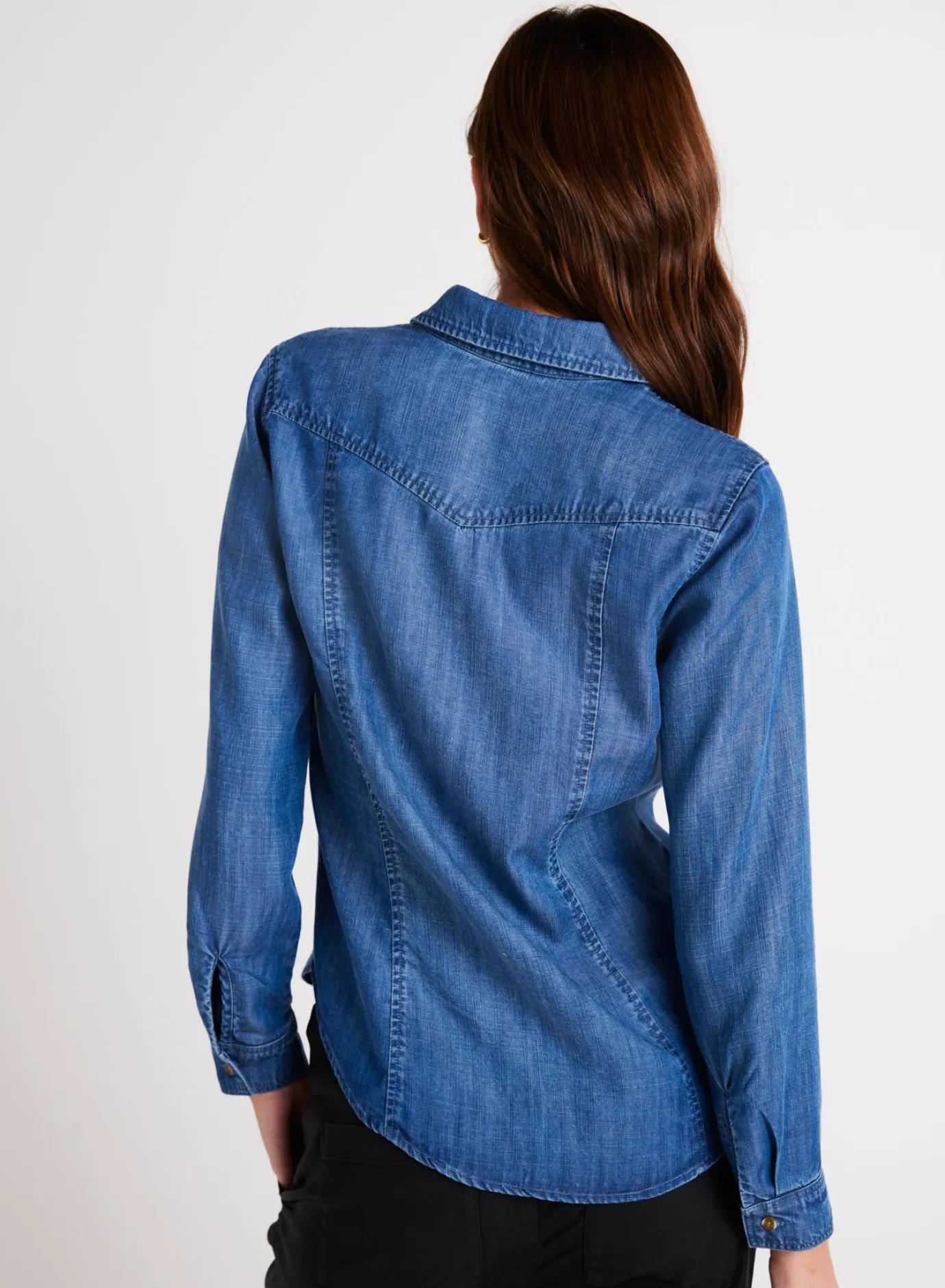 Bella Dahl Long Sleeve Seamed Shirt - Moonlit Haze Wash- Long Sleeve