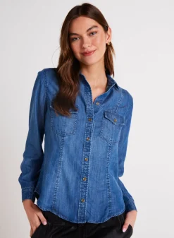 Bella Dahl Long Sleeve Seamed Shirt - Moonlit Haze Wash- Seasonal Essentials