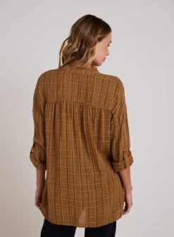 Bella Dahl Long Sleeve Shirred Pullover - Topaz Gold- Long Sleeve