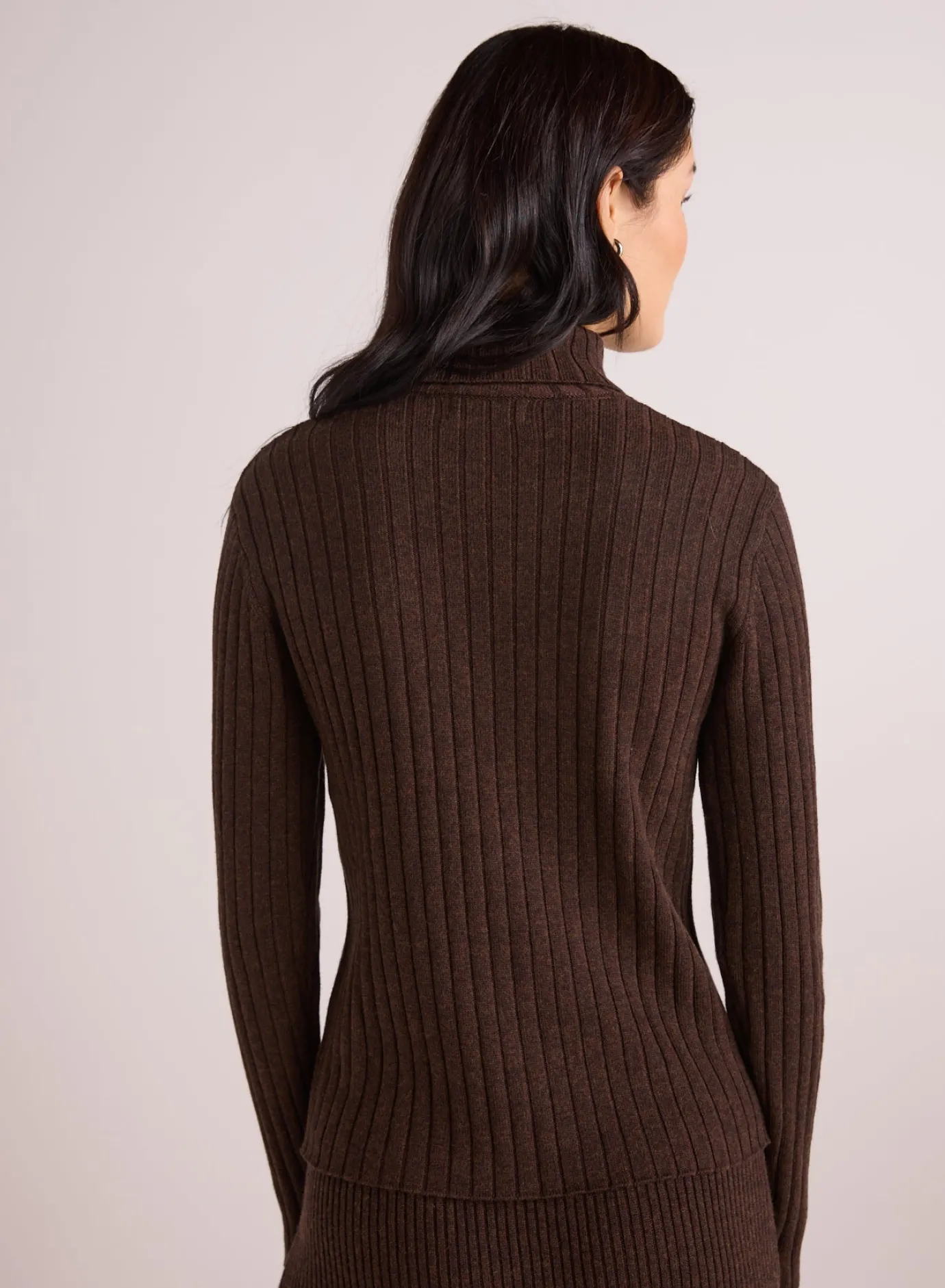 Bella Dahl Long Sleeve Turtleneck Sweater - Heather Brown- Sweaters