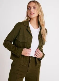 Bella Dahl Madison Flap Pocket Jacket - Olive Spice- Outerwear