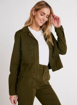 Bella Dahl Madison Flap Pocket Jacket - Olive Spice- Outerwear