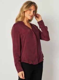 Bella Dahl Mandarin Collar Button Down - Deep Plum- Button Down