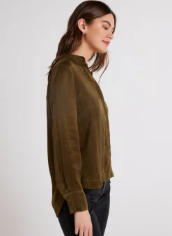 Bella Dahl Mandarin Collar Button Down - Autumn Olive- Button Down