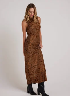 Bella Dahl Mock Neck Halter Dress - Bronzed Maple- Long Dresses