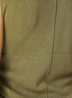 Bella Dahl Mock Neck Linen Jersey Top - Dried Herb- Sleeveless