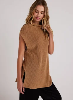Bella Dahl Mock Neck Sweater Tunic - Golden Camel- Sweaters