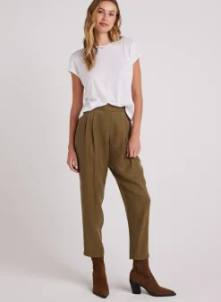 Bella Dahl Nico Clean Waist Slouchy Trouser - Basil Green- Pants