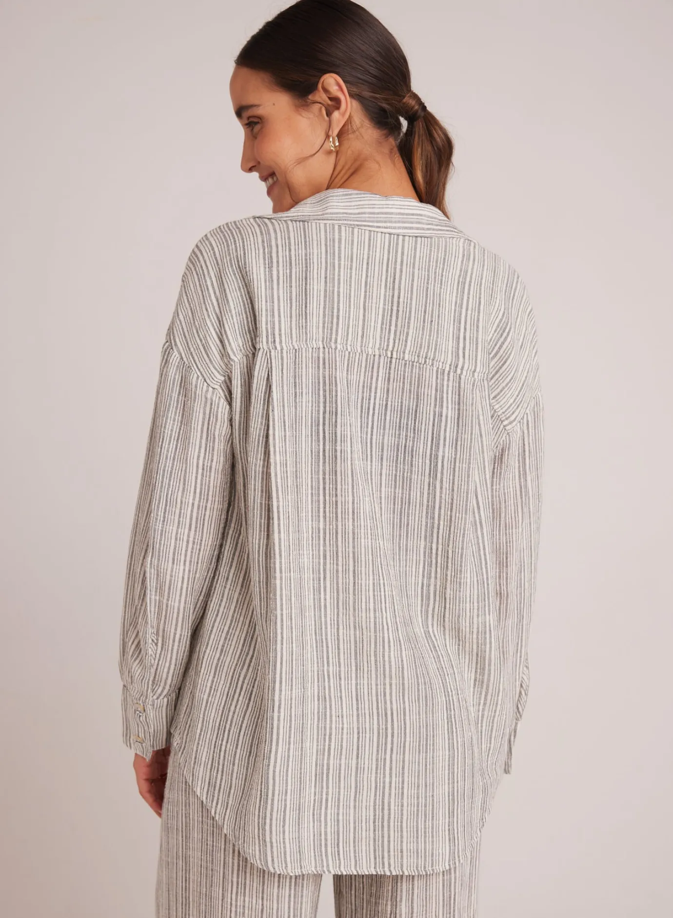 Bella Dahl Oversize Pocket Button Down - Eze Slub Stripe- Long Sleeve