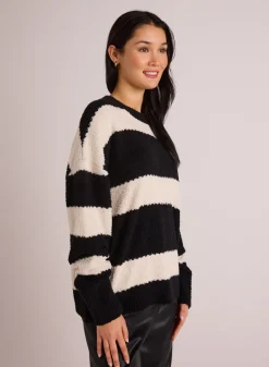 Bella Dahl Oversized Crew Neck Sweater - Bone & Black- Sweaters