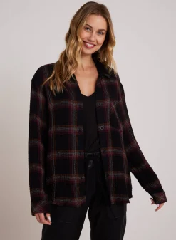 Bella Dahl Oversized Shirt with Pocket - Autumn Sunset Plaid- Long Sleeve