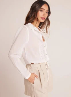 Bella Dahl Pintuck Crop Button Down - - Long Sleeve