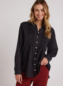 Bella Dahl Pintuck Flowy Shirt - - Long Sleeve