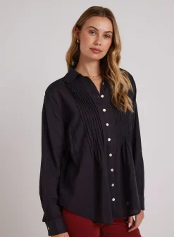 Bella Dahl Pintuck Flowy Shirt - - Long Sleeve
