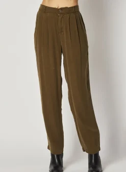 Bella Dahl Pleat Front Trouser - Autumn Olive- Pants