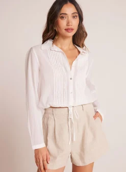 Bella Dahl Pleat Front Trouser Short - Linen Sand- Shorts