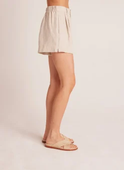 Bella Dahl Pleat Front Trouser Short - Linen Sand- Shorts
