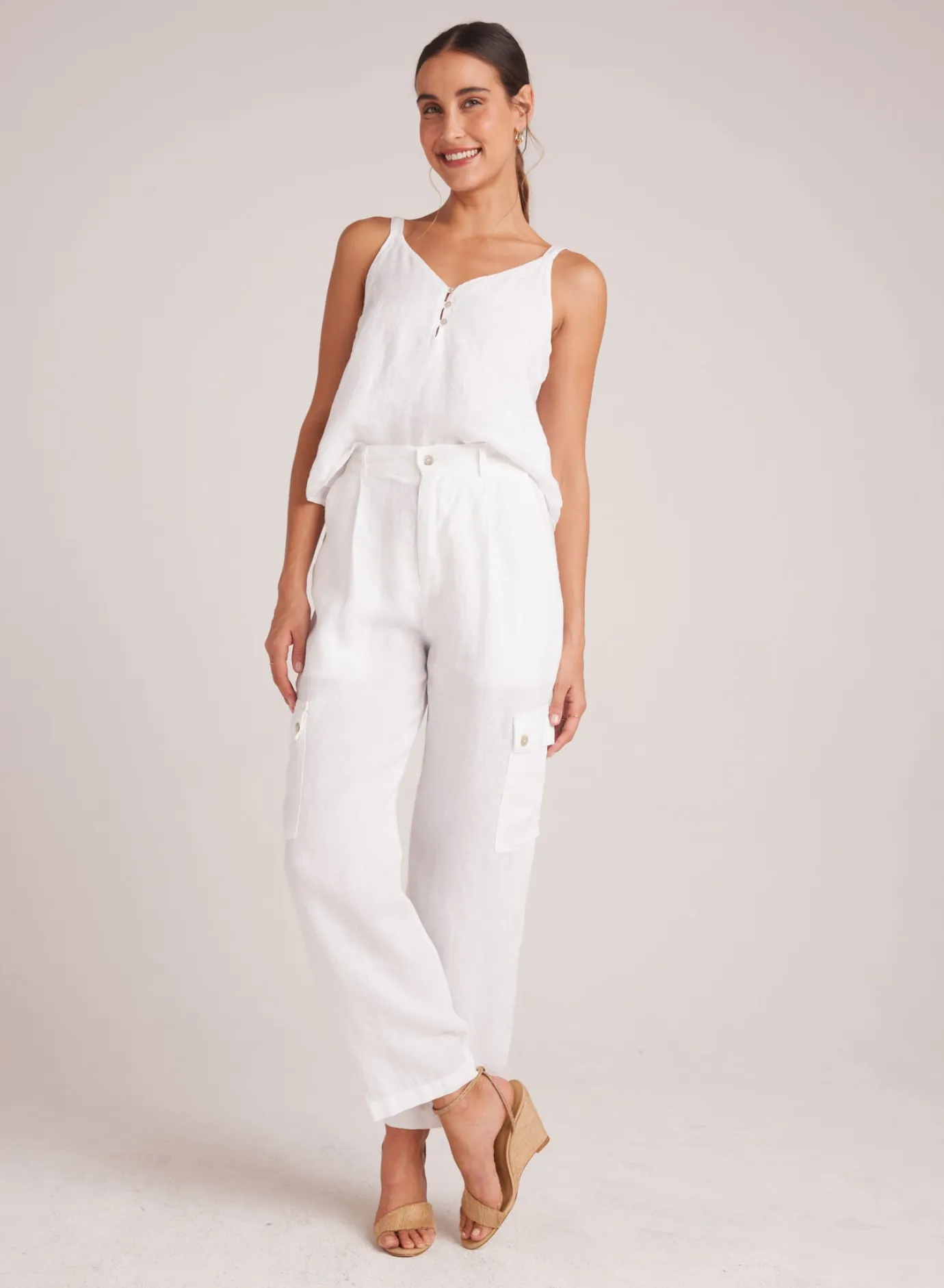 Bella Dahl Pleated Linen Cargo Trousers - - Pants